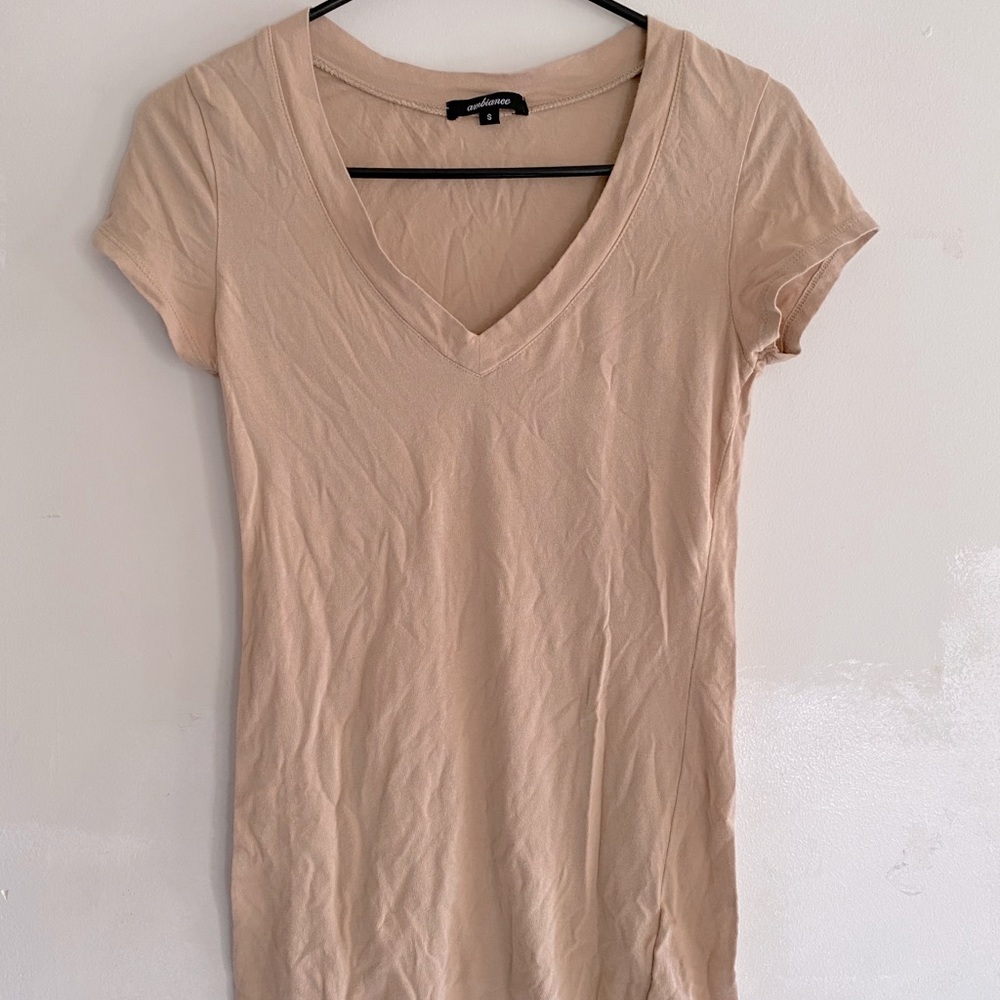 3 for $18 Tan/Cream V-Neck Tee